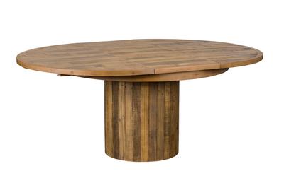Raw wood round shop table